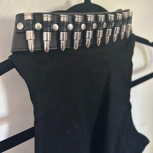 Widow Bullet Collar Twill Halter Top - Medium